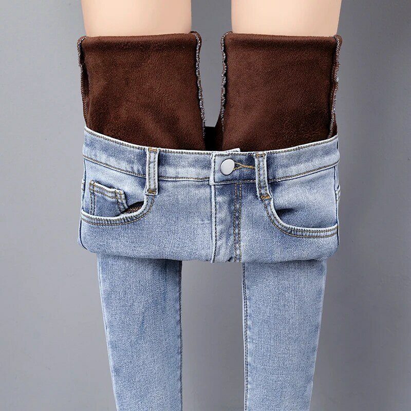 Зимние теплые джинсы для женщин 2022 с высокой талией повседневные Бархатные женские брюки джинсы для женщин брюки одежда
