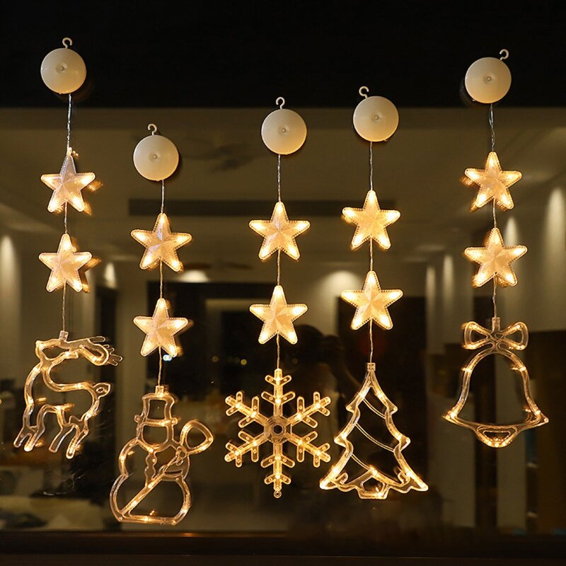 LED Fee Lichterketten Weihnachten Sauger Licht Stern Hängelampe Dekor String Neujahr Geschenke Weihnachts baum Weihnachts dekoration