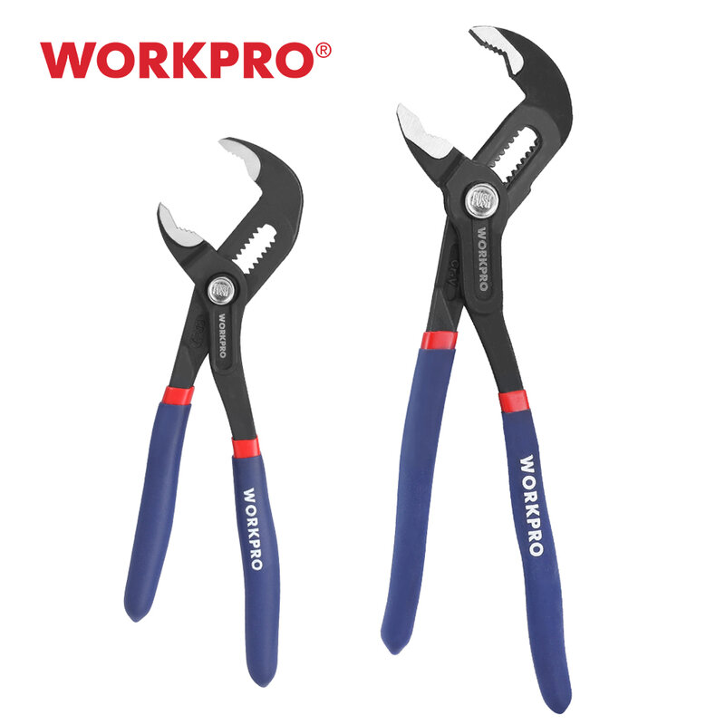 WORKPRO 2PC Water Pump Pliers 7"&10" Adjustable Quick Adjusting Curved Jaw Groove Joint Pliers Non-Slip Comfort Handle