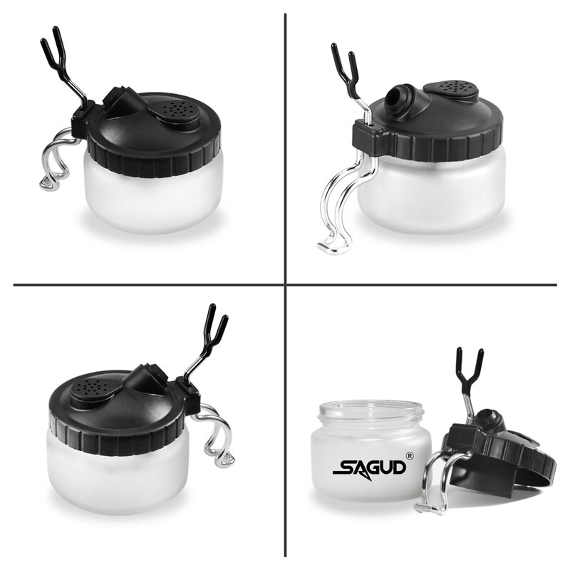 SAGUD – Kit de nettoyage pour aérographe, Pot de nettoyage avec support et brosses/aiguilles à Double extrémité, couvercles de Protection pour aérographe
