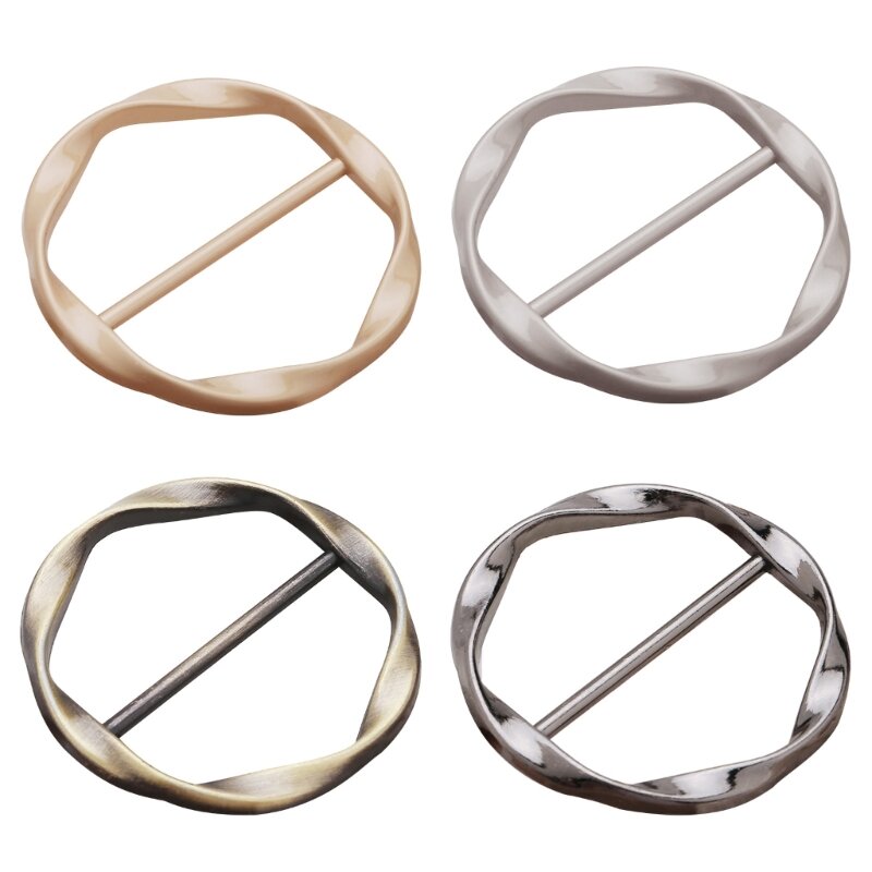 L5YA Simple Multi-color Round Shape Scarves Buckle Metal Adult Teenagers Belt Buckle Replacement DIY Craft Belt Buckle