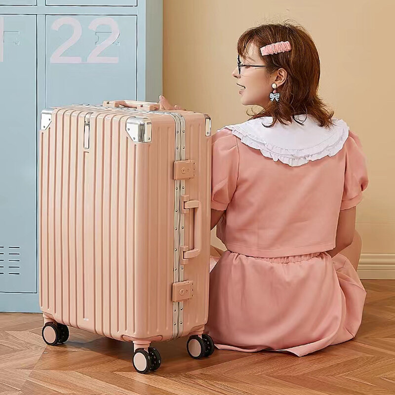 PLUENLI PLUENLI Multi-funzionale nuovo bagaglio telaio in alluminio Password Box donna Trolley custodia da viaggio in pelle maschio
