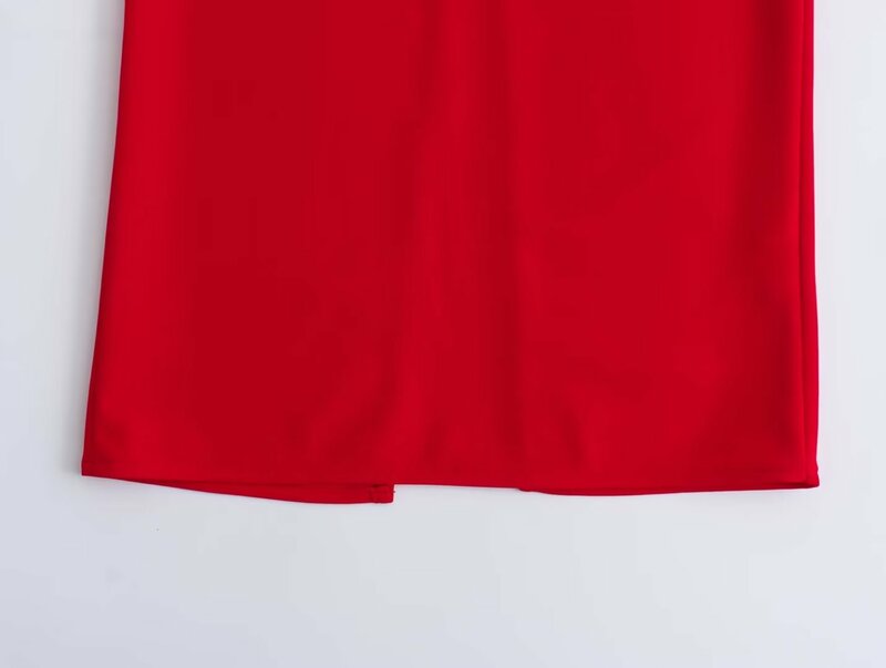 ชุดเดรสคลุมเข่าแขนกุดทรงตรงเข้ารูปสำหรับผู้หญิง2023ใหม่ชุดเดรสวินเทจคอกลมมีซิปชุดเดรสผู้หญิง