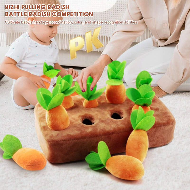 Lovely Plush Cartoon Pull Carrots Toy Stuffed Puzzle Early Educational Toy Gift For Children' S Day