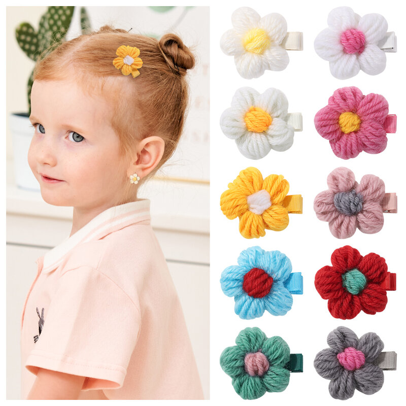 Pinzas para el pelo con flores bordadas para niña y mujer, pasadores de margaritas, 2,4 ", 60 unidades por lote