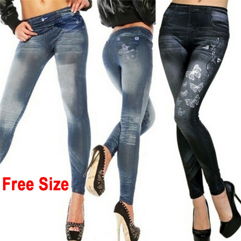 Leggings jeans elásticas femininas, jeans skinny sexy, calça da moda, nova