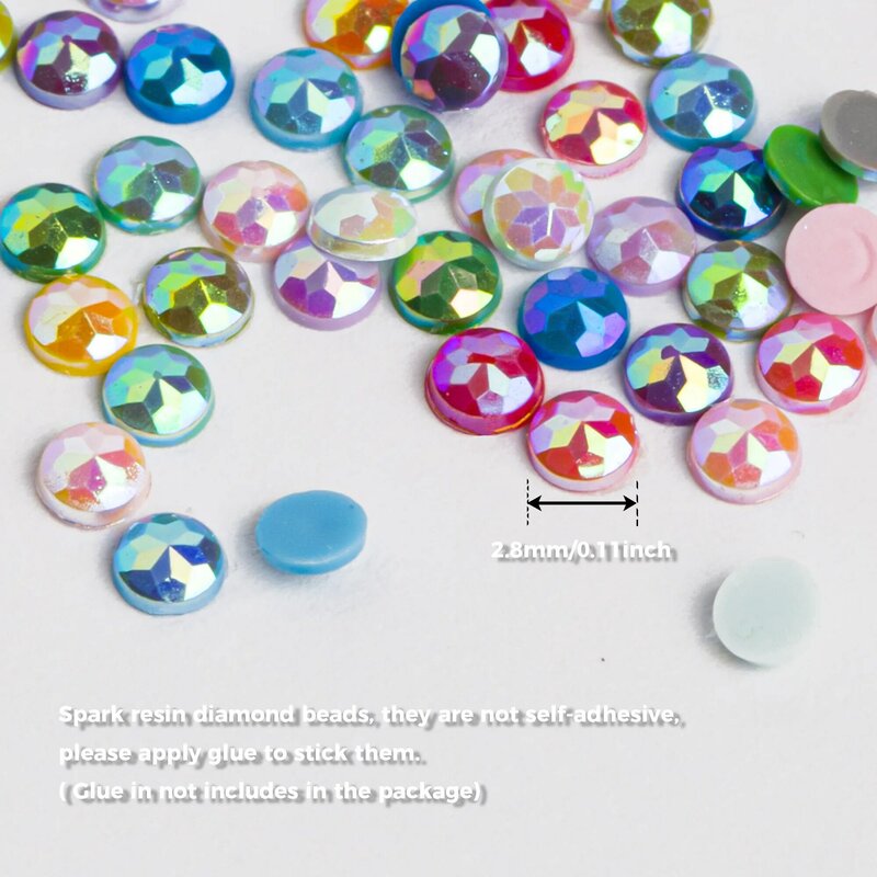 Manik-manik Berlian 60 Warna untuk Aksesori Lukisan Berlian 5D, Latihan Lukisan Berlian AB Resin Bundar 2.8MM