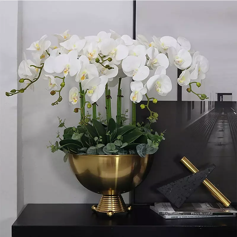 Orquídea Artificial de 32 pulgadas, flores falsas de Phalaenopsis, plantas de tallo de Orquídea Artificial para decoración del hogar y boda, 6 unidades