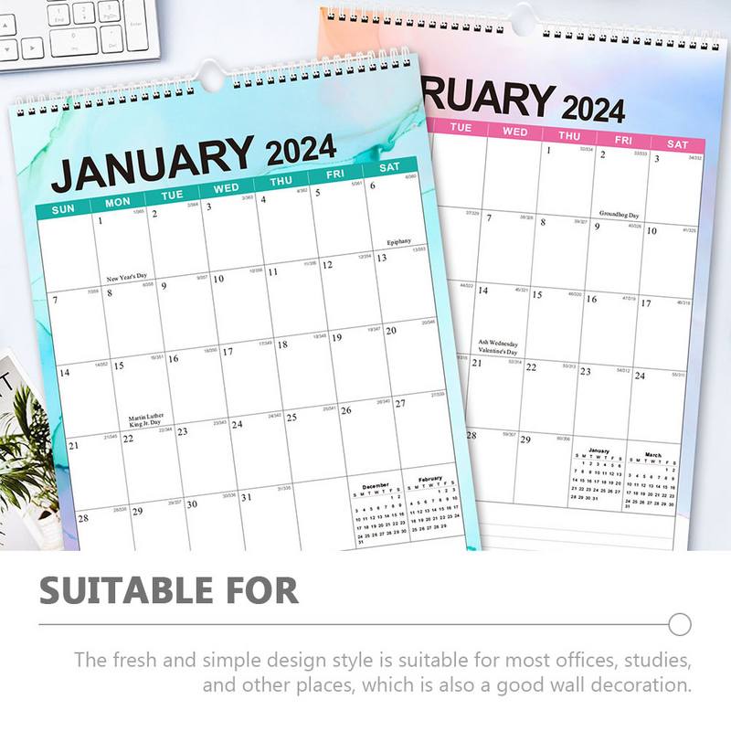2024 Spiral Calendar English Wall Memo Planner Yearly Planner Sheet Memo Pad Agenda Schedule Organizer Check List Home