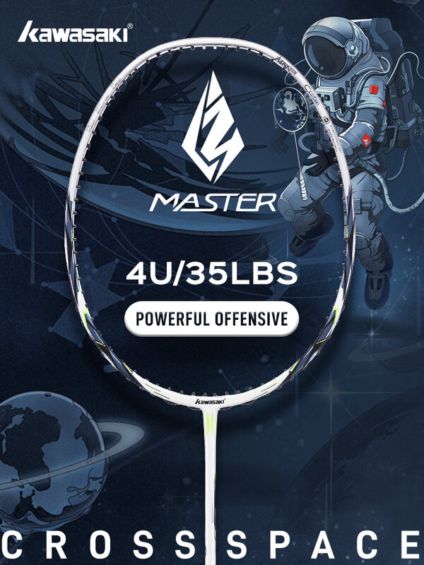 Rakieta do badmintona Kawasaki Master Offensive 4U 2023, profesjonalne rakiety do badmintona z włókna węglowego