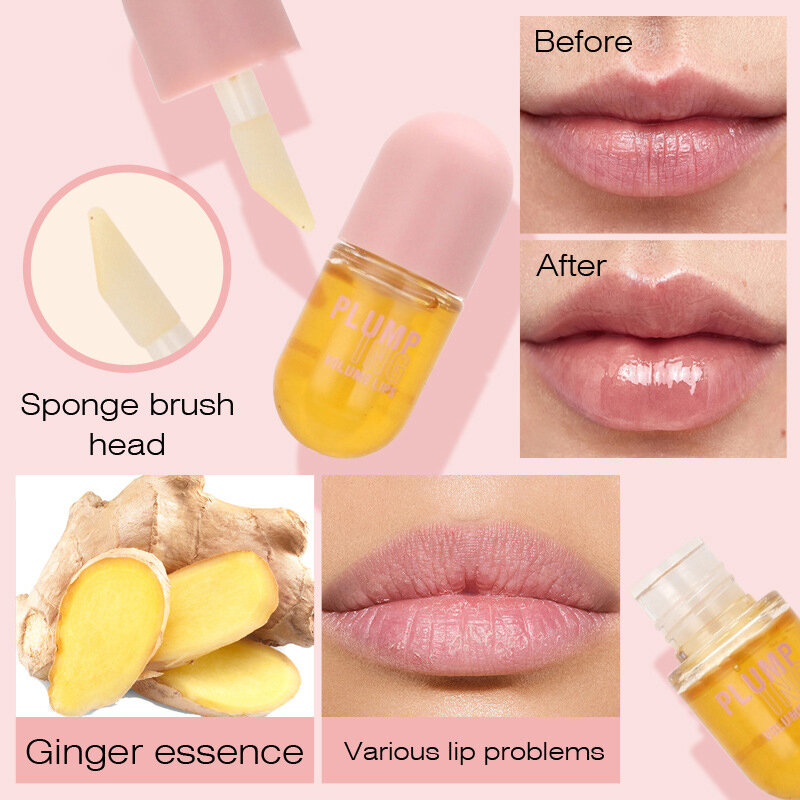 Aceite de Plumper labial para el cuidado de los labios, aumento de la elasticidad de los labios, hidratación de larga duración, saturación de brillo, maquillaje al instante
