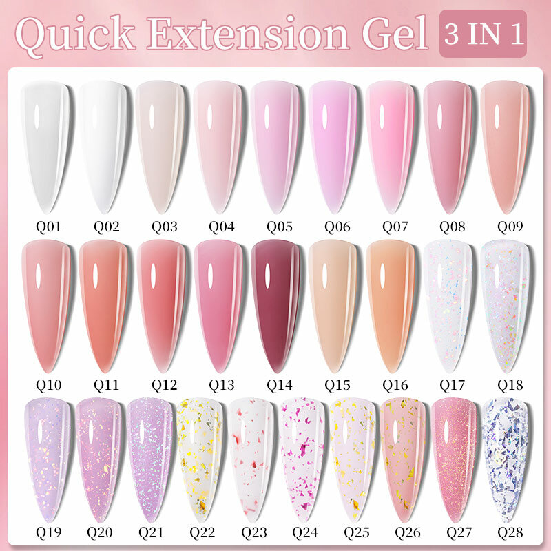 LILYCUTE Milky White Quick Extension Gel Nail Polish Camouflage Color Extend Construct Hard Rubber Base Gel Manicure Art Tools