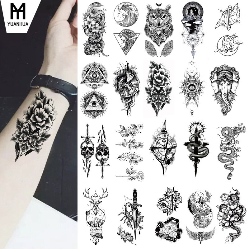 Adesivi per tatuaggi impermeabili, fiori, farfalle, leoni, piccole immagini, Set Amazon, qualsiasi combinazione