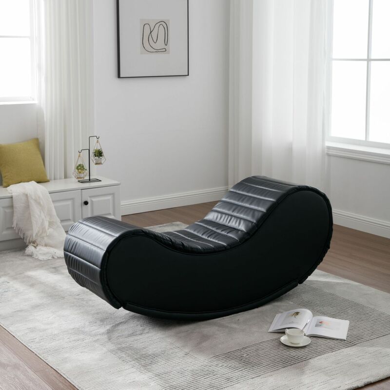 Comoda panca a dondolo per il tempo libero, elegante Chaise da Yoga Relax, divano curvo moderno contemporaneo in ecopelle, lussuoso rivestimento