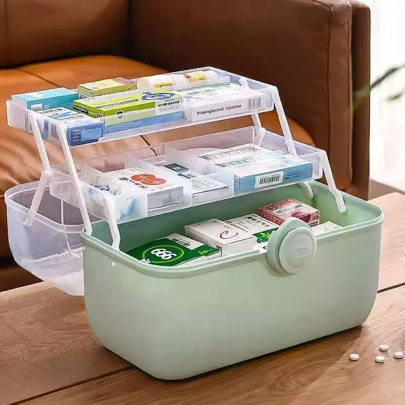 Вместительный набор первой помощи, коробка для лекарств для семьи, трехслойная коробка для сортировки таблеток, портативный комплект первой помощи, контейнер для медицинских препаратов