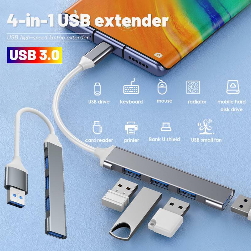 USB C HUB 3.0 Tipe C 3.1 4 Port, adaptor OTG Multi Splitter untuk Xiaomi Lenovo Macbook Pro 13 15 Air Pro PC Aksesori komputer
