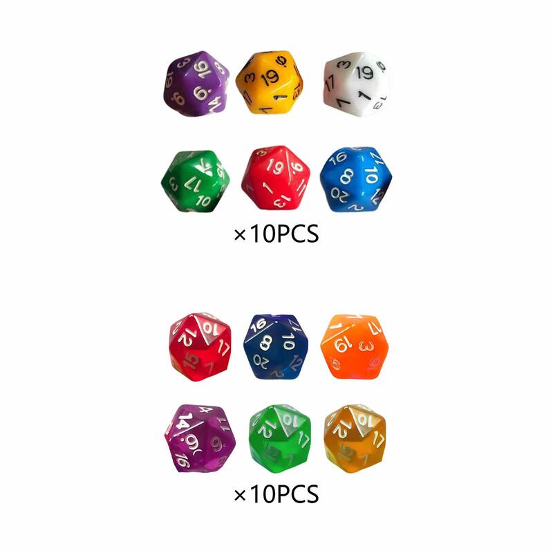 60Pcs D20 Polyhedral Dice Party Favors 20mm Game Dices Multi Colored Assortment Acrylic Dice for Role Playing Game Card Game