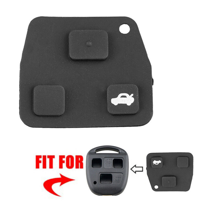1pc New 3-Button Car Key Leather Silicone Pad Black Rubber Key-Shell Fits For Toyota Automotive Replacement Parts & Accessories