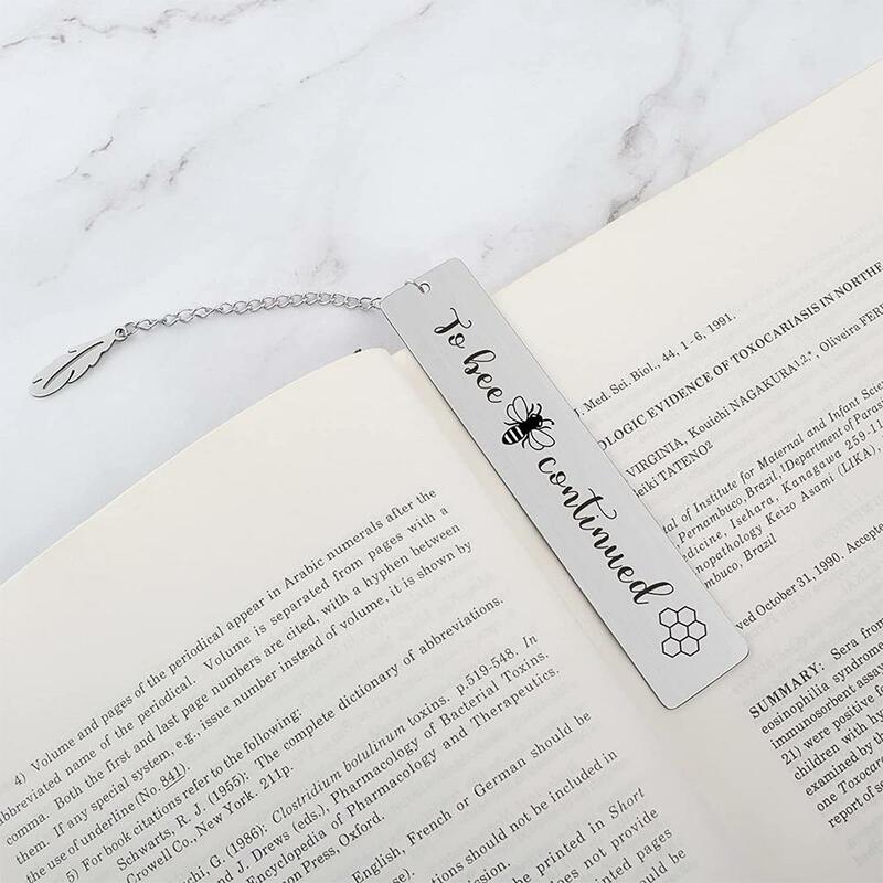 Creative Lettering Metal Bookmark With Leaf Pendant Gifts Mark Day Page Teacher's Book Student Reading Book Stationery Souv S9H2