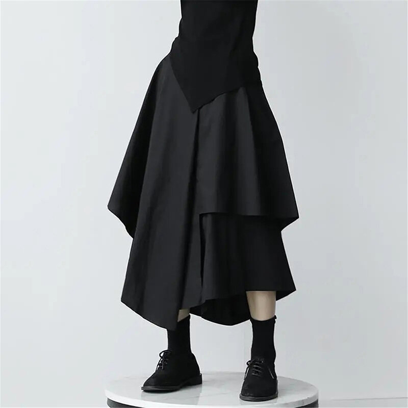 Женские готические асимметричные юбки Y2k, юбка-карго средней длины с высокой талией, винтажная Повседневная трапециевидная юбка в японском стиле Харадзюку в стиле панк и черного цвета