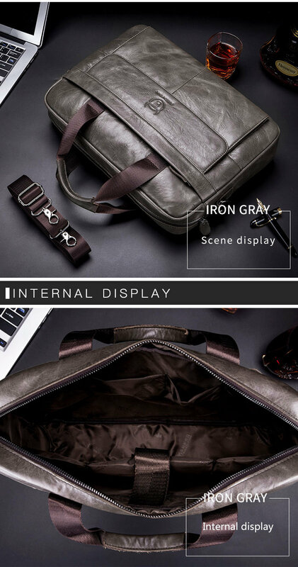 Men's Briefcase Large Capacity Genuine Cowhide Leather Business Laptop Shoulder Messenger Bag