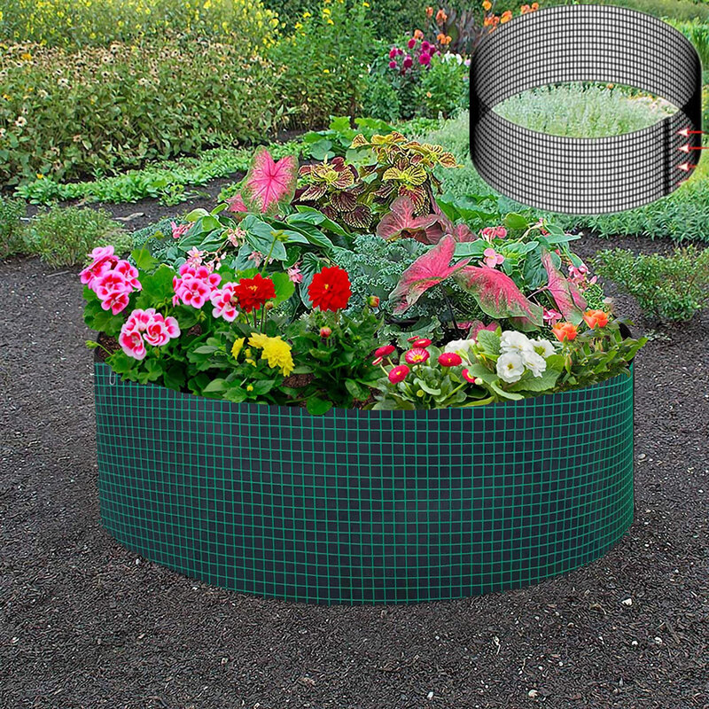 Pot de plantation en tissu 50/100 Gallons, lit rond surélevé pour jardin, conteneur, sacs de culture, clôture en fer vert
