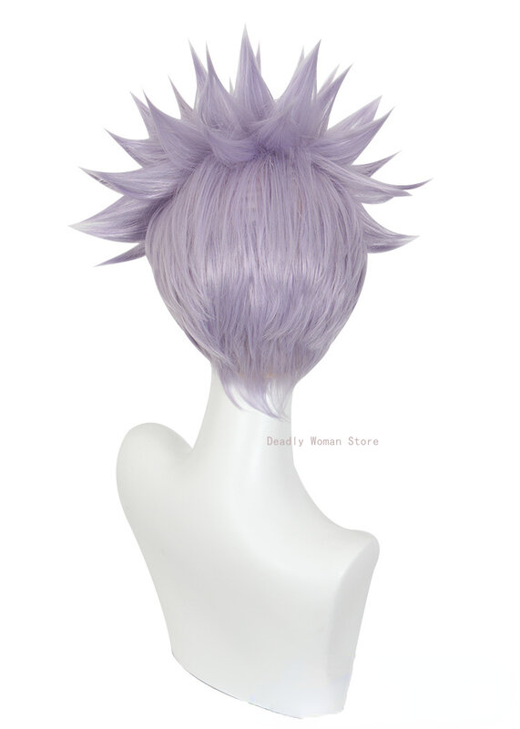Anime Gojo Satoru peruka do Cosplay krótkie włosy o wysokiej temperaturze jedwabna róża wewnętrzną siatkową perukę i czapkę