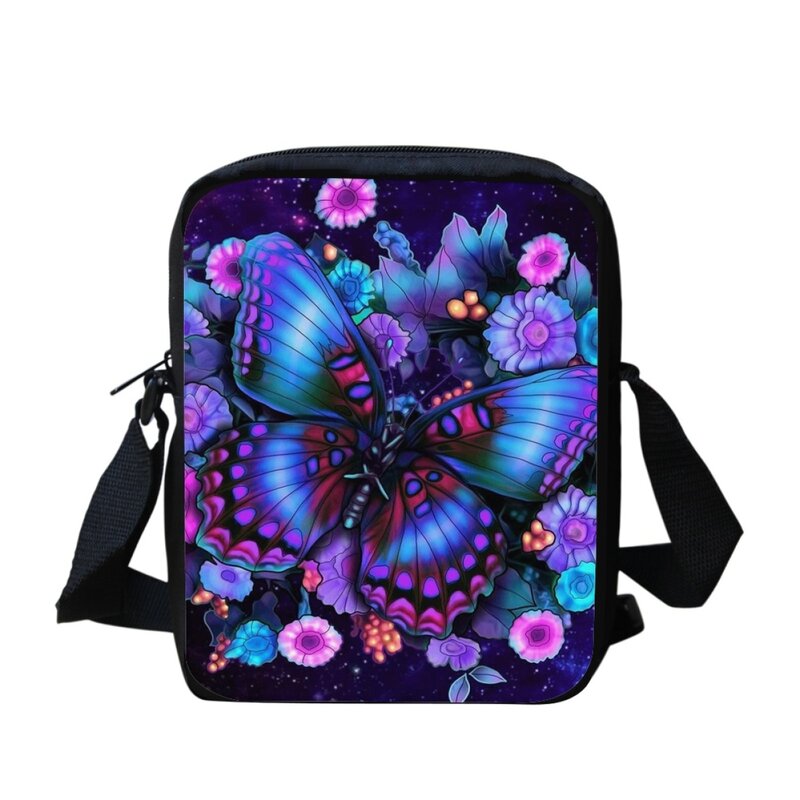 Kids Crossbody Bags Small Capacity Casual Travel Shoulder Bag Fashion Art Butterfly Pattern Print Ladies Shopping Messenger Bag