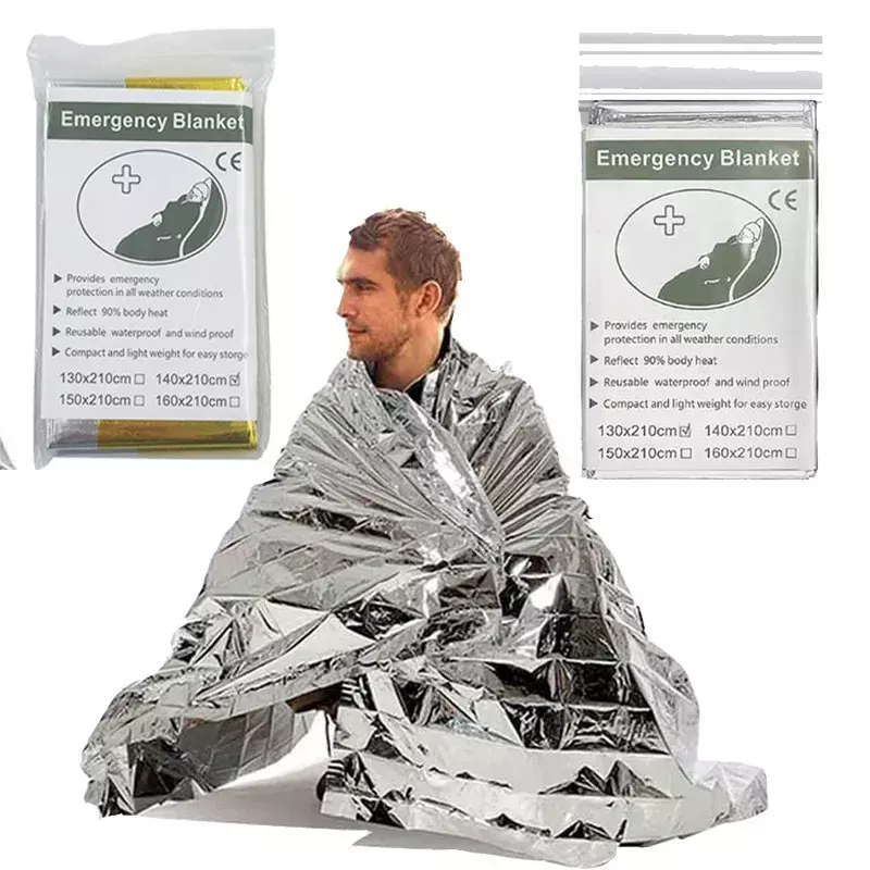 5Pcs Rescue Outdoor Insulation  Cold Protection  Sun Protection Reflective Portable Emergency Lifesaving Blanket