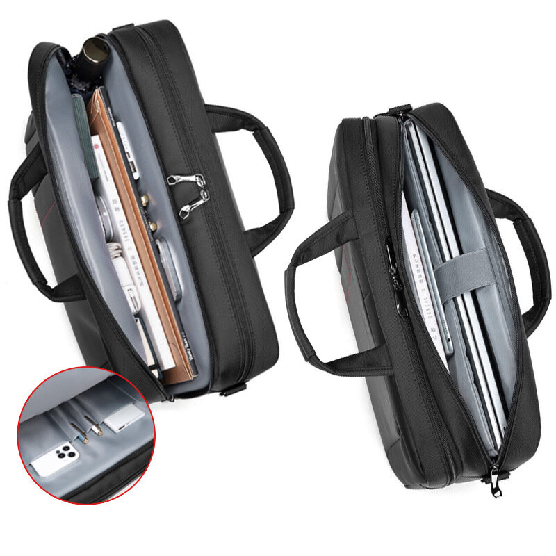 2023 new men's business briefcase multifunctional waterproof slanting cross shoulder handbag 15 inch laptop bag travel
