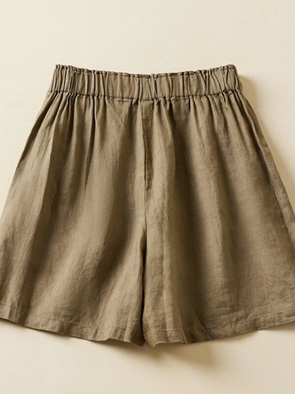 Kobiety dorywczo krótkie spodnie New Arrival 2023 lato w stylu Vintage stałe kolor luźne wygodne kobiet spodenki z bawełny i lnu B2438