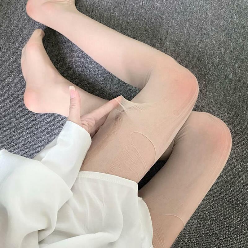 Meia-calça rasgada oca para mulheres, perneiras, meias, perneiras, perneiras, sexy, grande elasticidade, oca