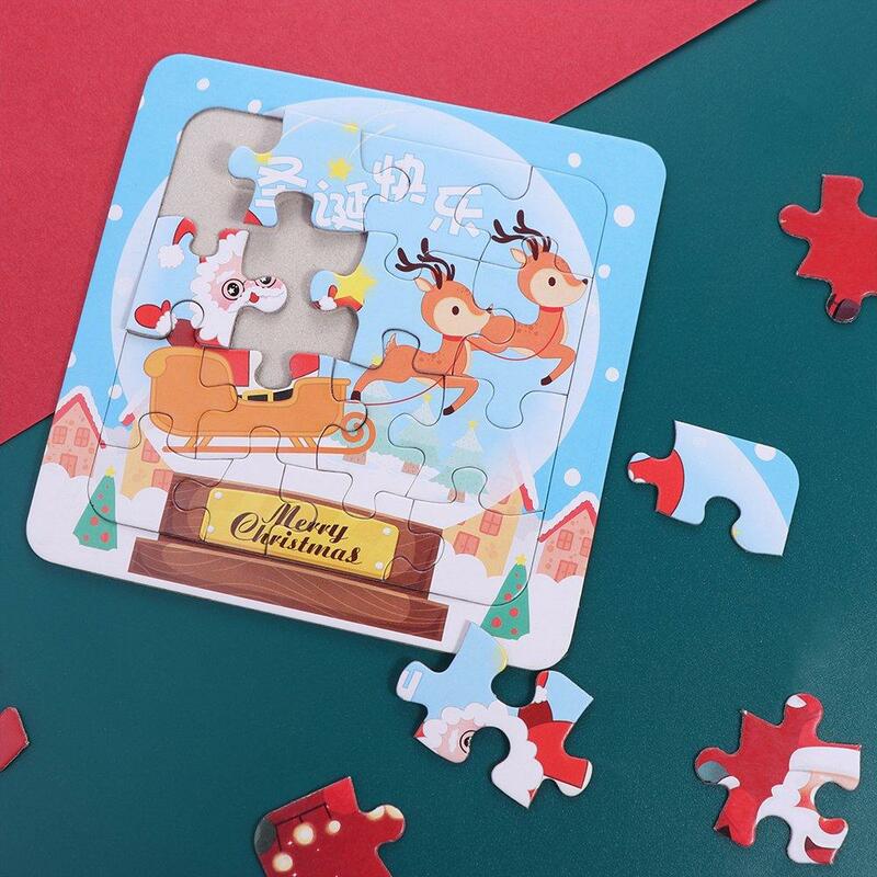 Teka-teki Natal Santa Claus mainan teka-teki Natal mainan 3D teka-teki Jigsaw kartun Model hewan Puzzle acak Santa Claus 3D