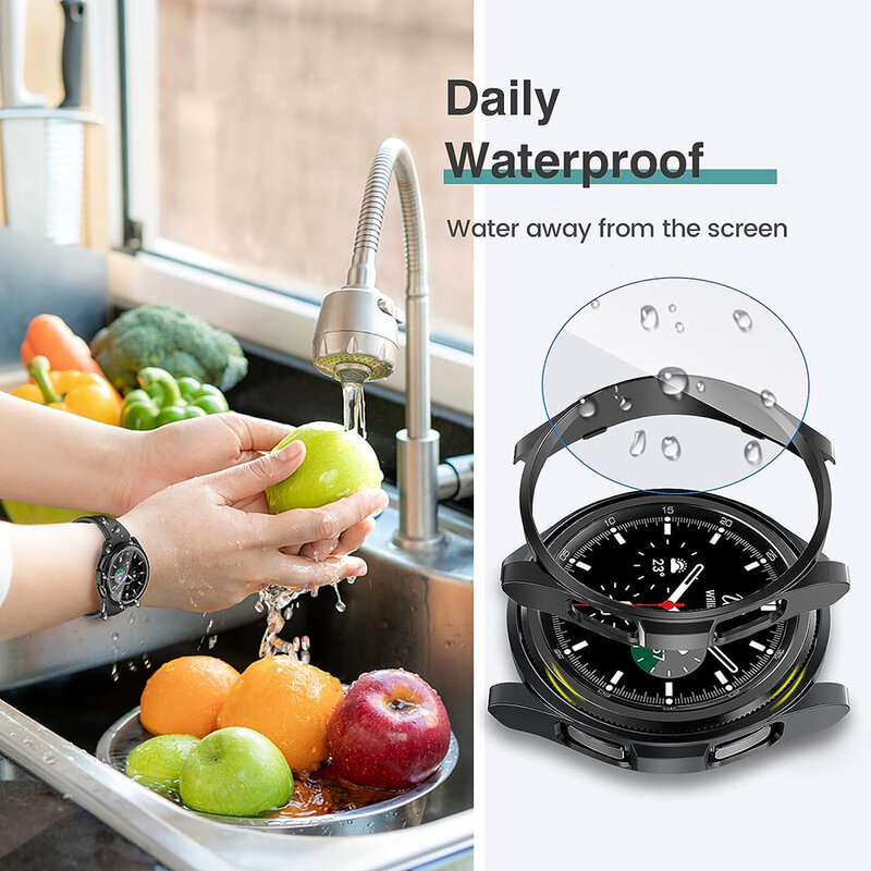 Glass+Case for Samsung Galaxy Watch 6/6 Classic Waterproof PC Galaxy Watch 6/6 Classic 40/44/43/47mm Cover+Screen Protector