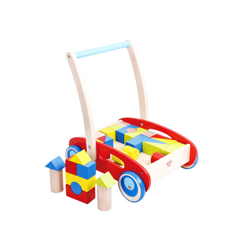 Bloco de madeira, baby walker, brinquedos educativos para crianças