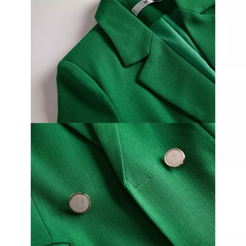 Różowo-zielona solidna damska formalny blezer na jesień zimę damska długa płaszcz z rękawami biurowa, damska kurtka odzież robocza