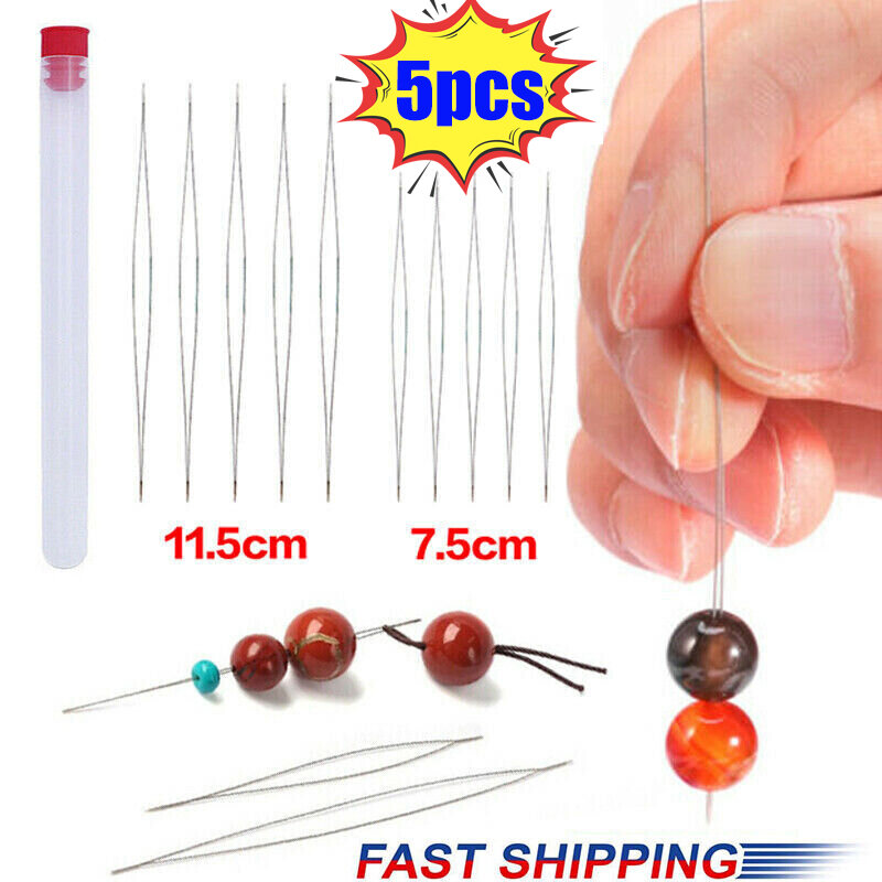 5Pcs Open Curved Beading Needles Pins Jewelry Making Tools Stainless Steel Needle for Bead Threading Pins DIY Necklace Bracelet