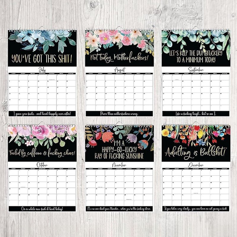 お守りのための壁掛けカレンダー-女性、面白い月のカレンダー、手作りの家庭のオフィスデスク、白い象のギャグギフト、2024