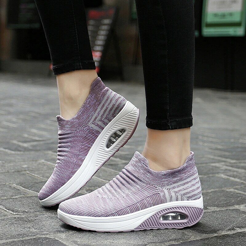 Women's Sneakers Fashion  Walking Shoes Autumn Platform Wedges Slip-on Comfortable Casual Shoes