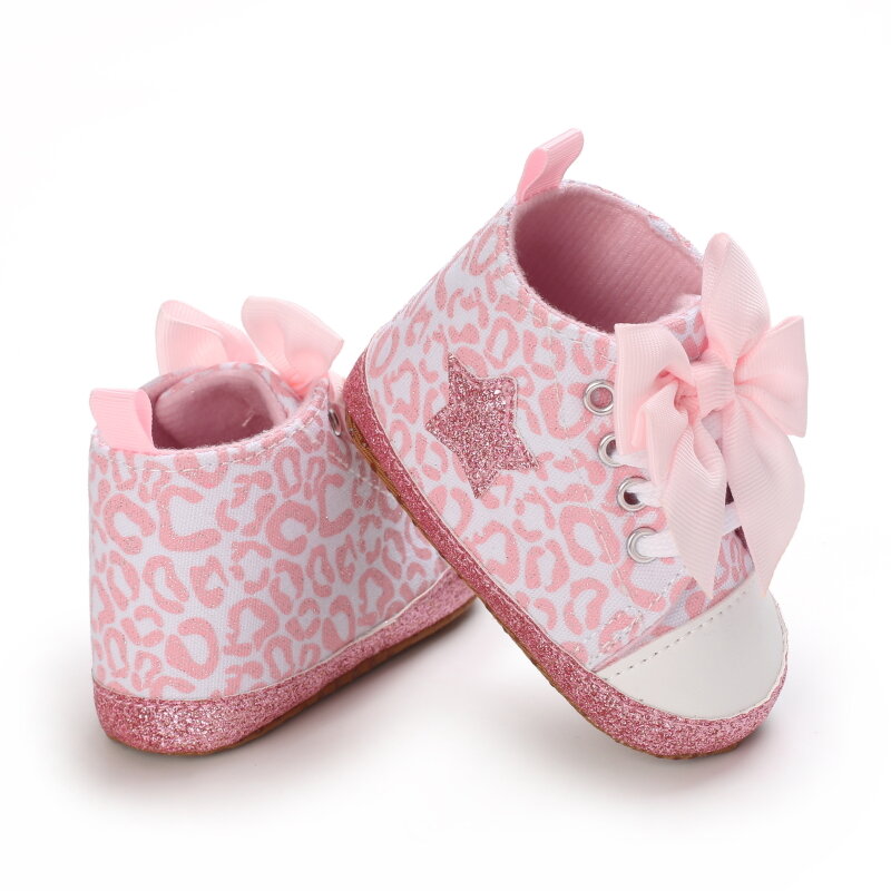 Chaussures de princesse roses pour bébés de 0 à 1 an, baskets à semelle souple, antidérapantes, pour les premiers pas, pour baptême