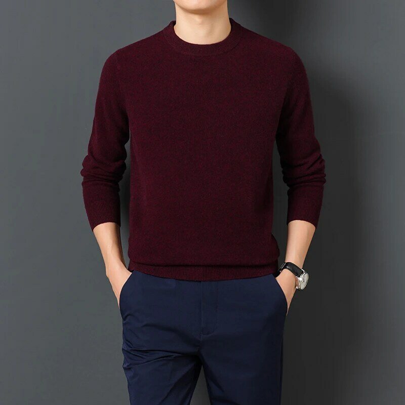 Men's Sweater Warm and Comfortable Long Sleeve Pullover Sweater  Round Neck Men Clothing