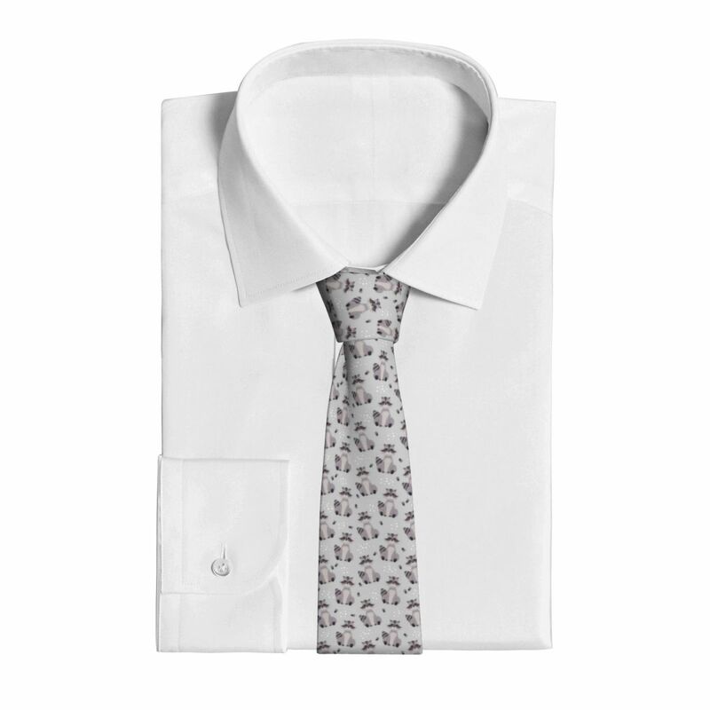 Corbata clásica ajustada de mapache para hombre, corbatas lindas, cuello estrecho, corbata informal delgada, accesorios de regalo
