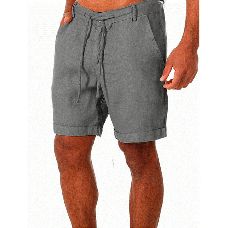 KB-pantalones cortos de lino y algodón para hombre, shorts transpirables de Color sólido, ropa de calle para Fitness, S-4XL, 2022