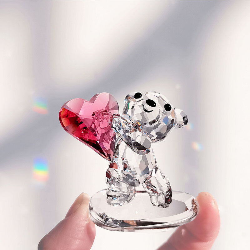 Squisito cristallo cartone animato gatto orso figurine auto ornamento Aniaml fermacarte regalo di nozze Car Trim decorazione della tavola interna