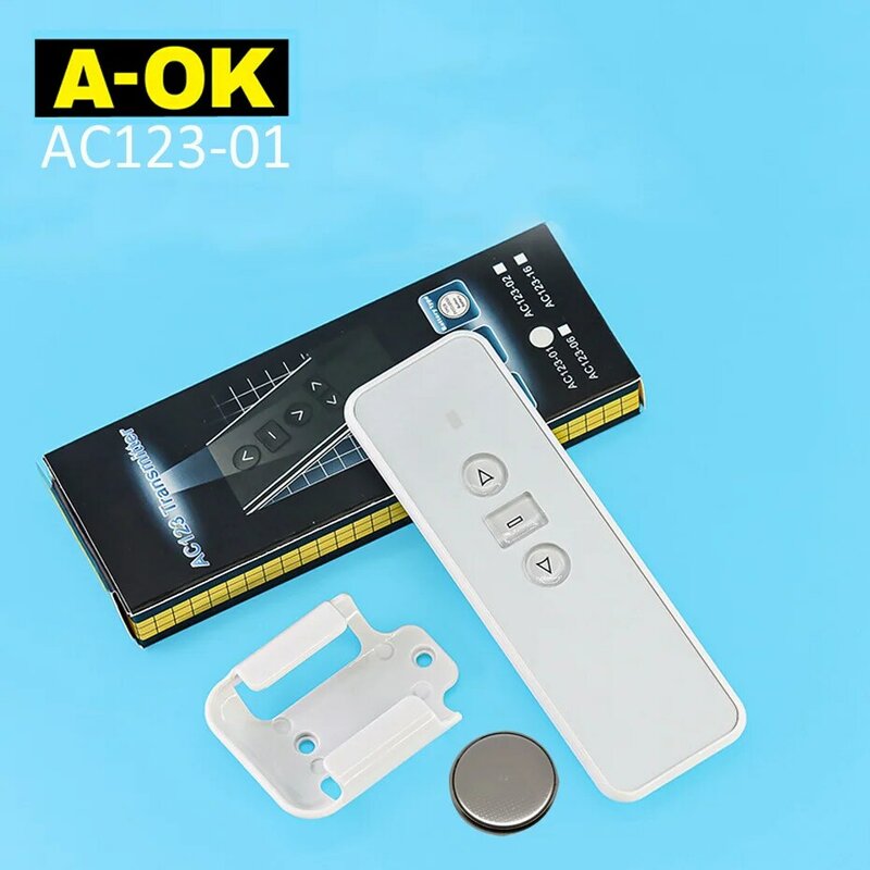 A-OK AC123-1 채널 리모컨 이미터, A-OK RF433 전기 커튼 모터, 관형 모터, 무선 컨트롤러, 배터리 포함