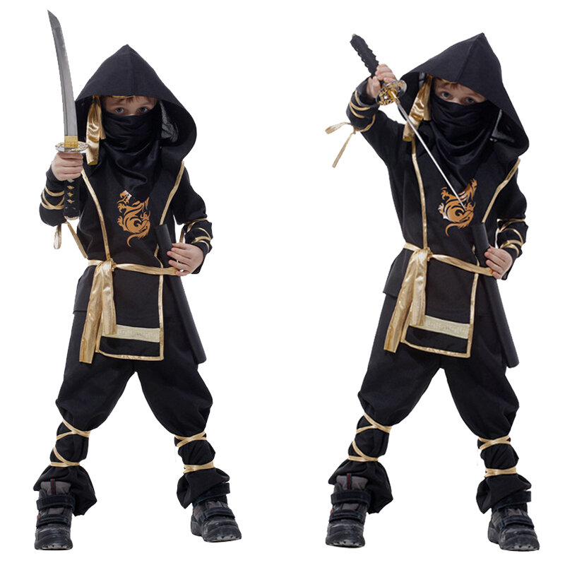 Детский костюм ниндзя на Хэллоуин для мальчиков, комплект для представлений и косплея, необычный костюм ниндзя для семьи, искусственный костюм супергероя кунг-фу