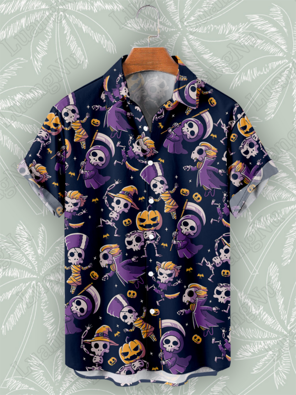 Happy Halloween Party Shirts Unisex hochwertige Urlaub Tops übergroße lässige Streetwear Button Up Shirt Männer Ghost Festival