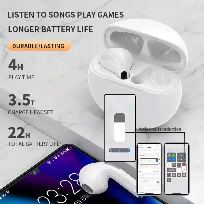 Original Air Pro6 TWS Wireless Bluetooth Earphones Bluetooth Earbuds Stereo Headset Bluetooth Earphonesf or iPhone Xiaomi Huawei