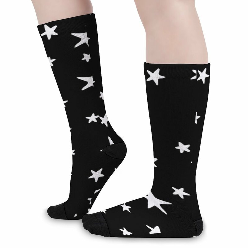 Stars - White on Black Socks Children's socks winter socks MEN FASHION