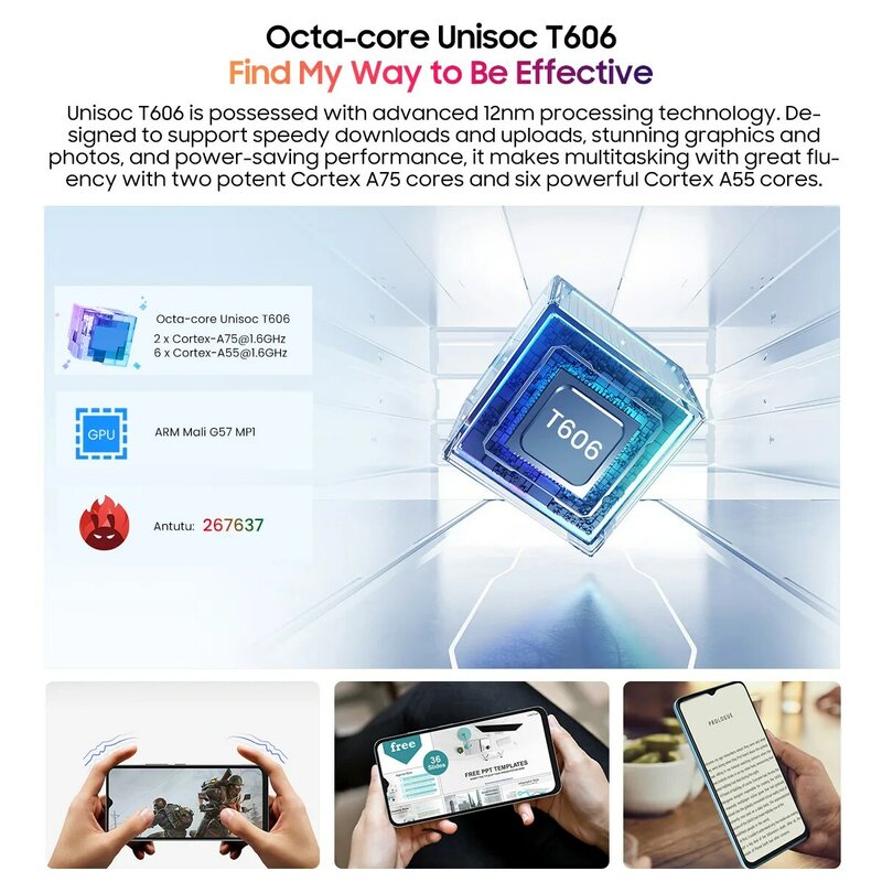 OSCAL-TIGER 10 Smartphone, 6.56 "Tela HD, Android 13 Celular, 16GB, 256GB, Octa-Core, 50MP, 5180mAh, Estreia Mundial